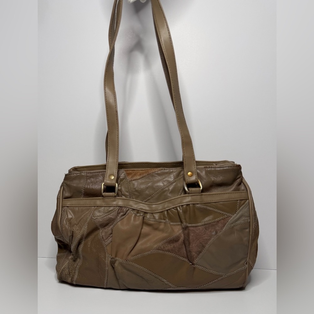 Women's Patchwork Leather Tote Bag in Taupe
